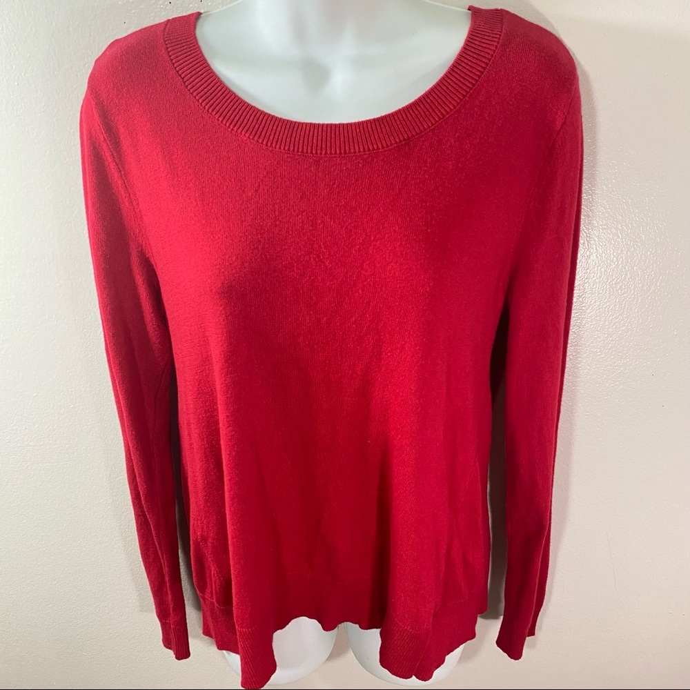 New York & Company Red Back Bow Cutout Sweater - Picture 6 of 9